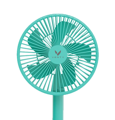Foldable Fan verde menta em detalhe
