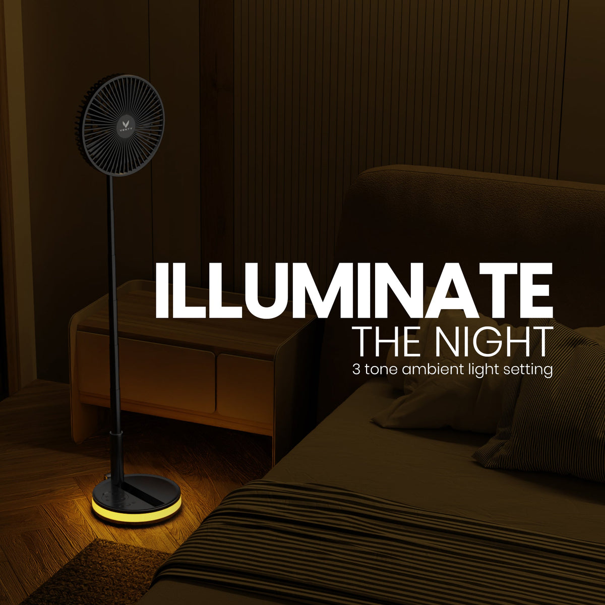 Foldable Fan com luz LED
